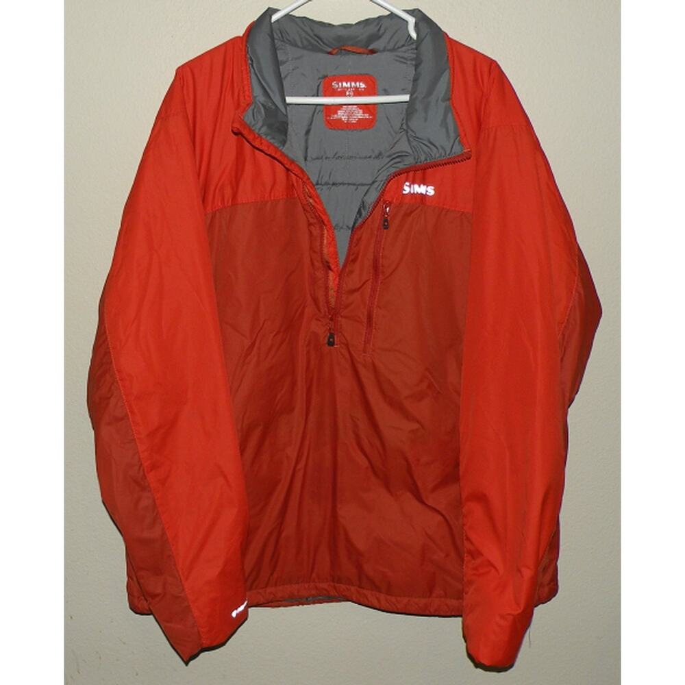 Simms Primaloft Men’s XXL Half Zip Insulated Nylon Jacket Coat Two Tone Orange